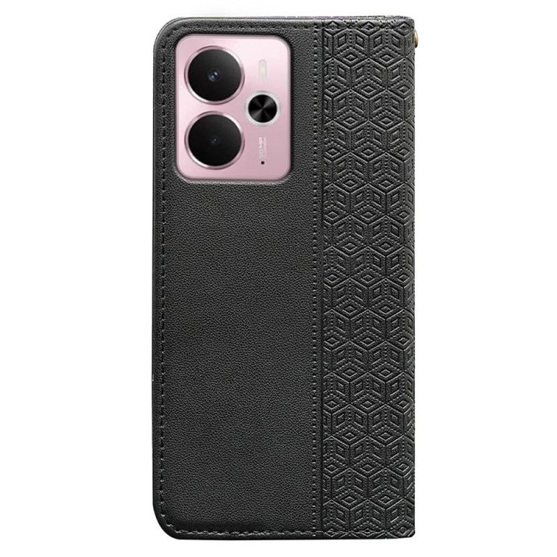 Flip Cover Realme 14 5G Frise à Carreaux et Lanière
