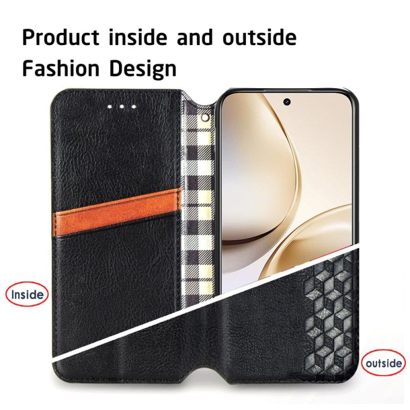 Flip Cover Realme 14 Pro 5G Effet Daim Frise Losanges