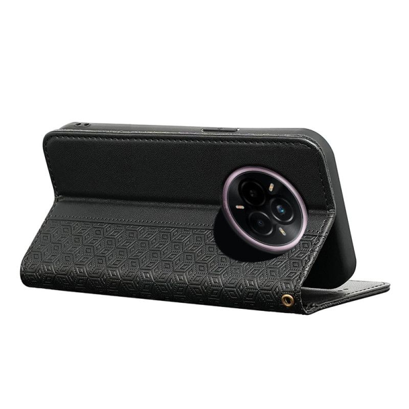 Flip Cover Realme 14 Pro Plus 5G Carreaux à Lanière