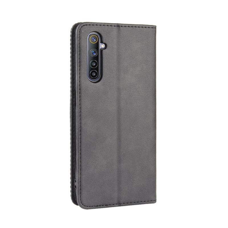 Flip Cover Realme 6 Effet Cuir Vintage Stylisé