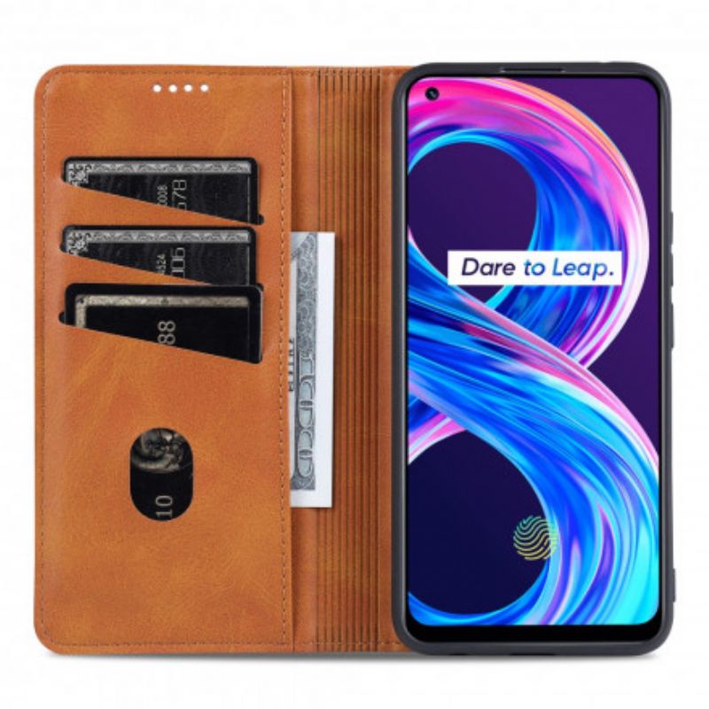 Flip Cover Realme 8 / 8 Pro Style Cuir Azns