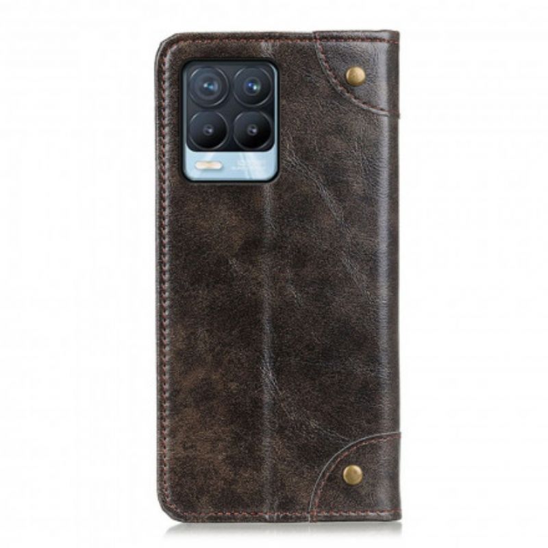 Flip Cover Realme 8 / 8 Pro Style Cuir Vintage Rivets