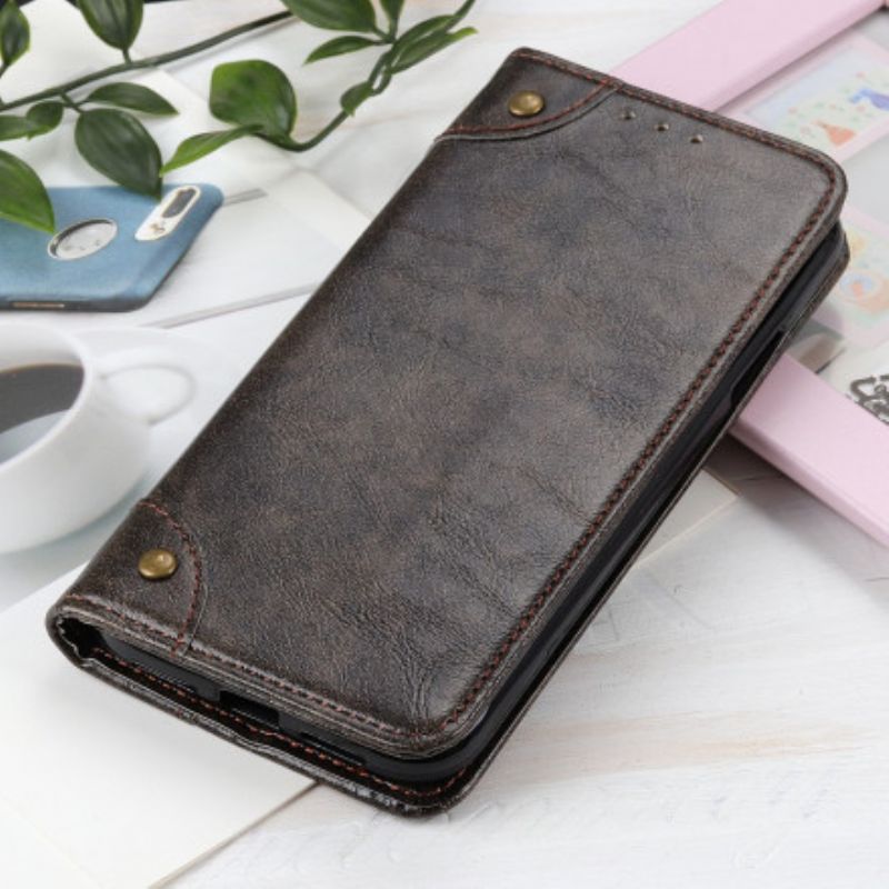 Flip Cover Realme 8 / 8 Pro Style Cuir Vintage Rivets