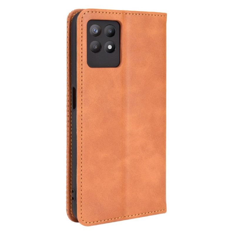 Flip Cover Realme 8i Effet Cuir Vintage Stylisé