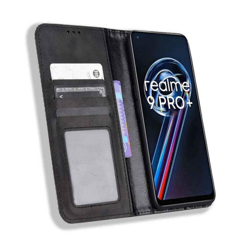 Flip Cover Realme 9 5G Effet Cuir Vintage Stylisé