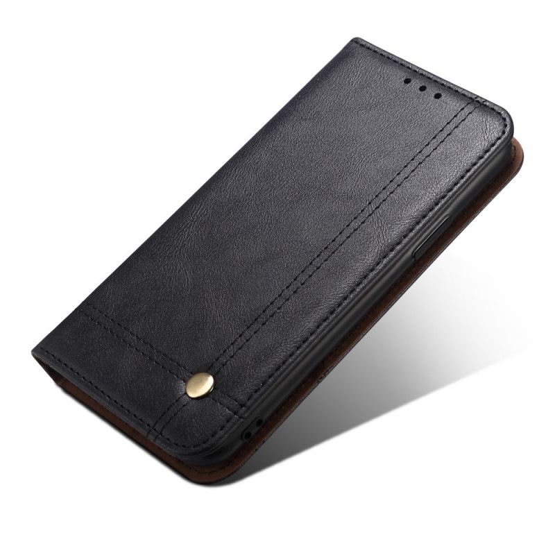 Flip Cover Realme C11 Effet Cuir Coutures