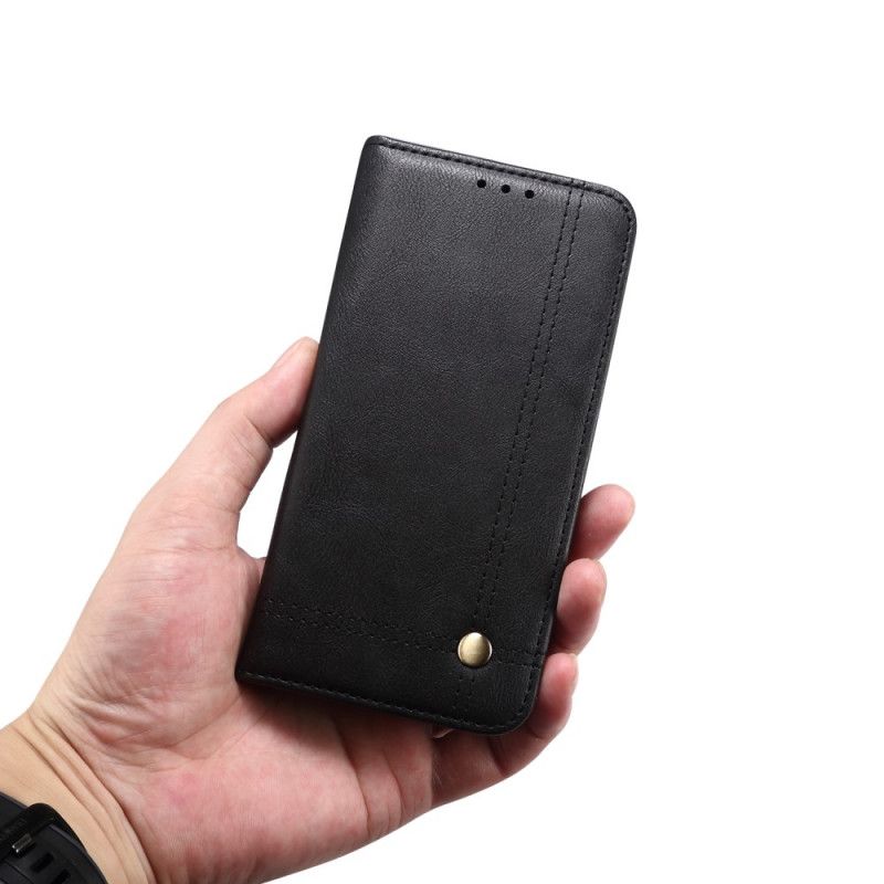 Flip Cover Realme C11 Effet Cuir Coutures