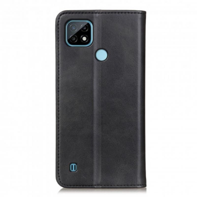 Flip Cover Realme C21 Cuir Fendu Mat