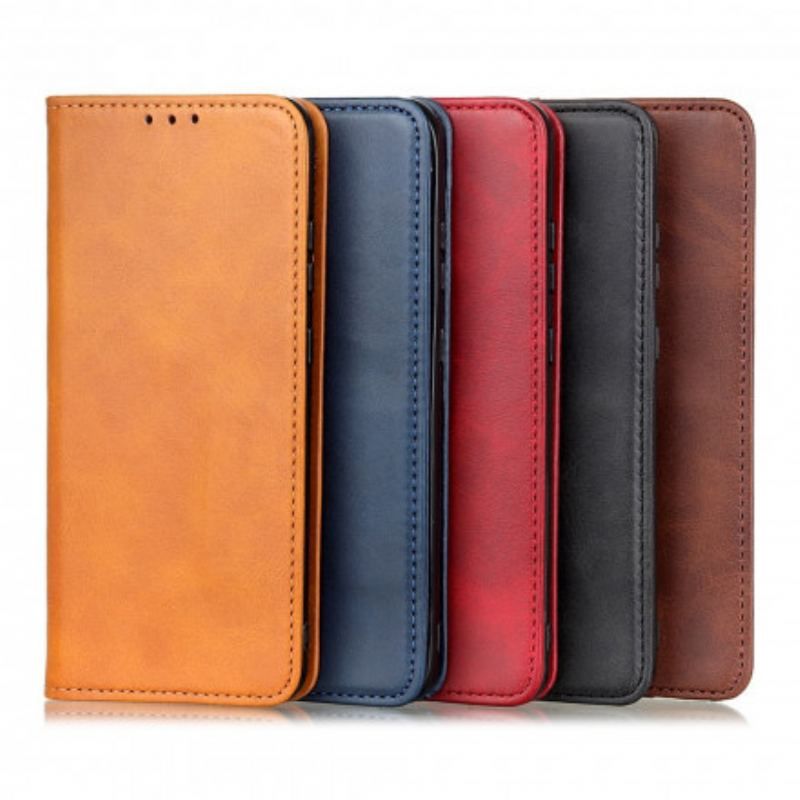 Flip Cover Realme C21 Cuir Fendu Mat