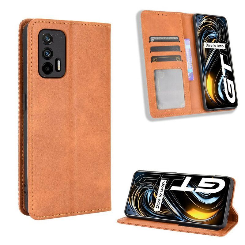 Flip Cover Realme GT 5G Effet Cuir Vintage Stylisé