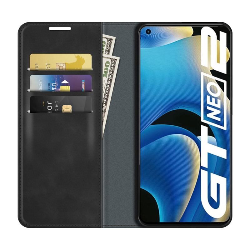 Flip Cover Realme GT Neo 3T / Neo 2 Effet Cuir Douceur Soie