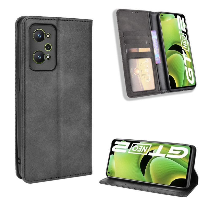 Flip Cover Realme GT Neo 3T / Neo 2 Effet Cuir Vintage Stylisé