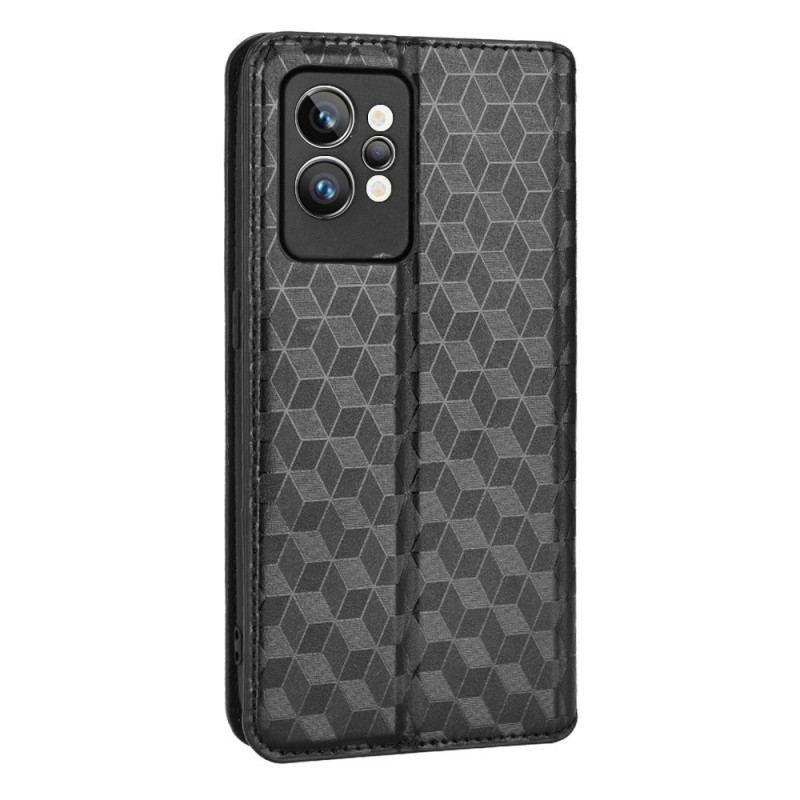 Flip Cover Realme GT2 Pro Effet Cuir Cubes 3D