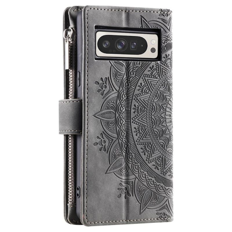 Housse Google Pixel 10 Pro XL Portefeuille Effet Daim Mandala
