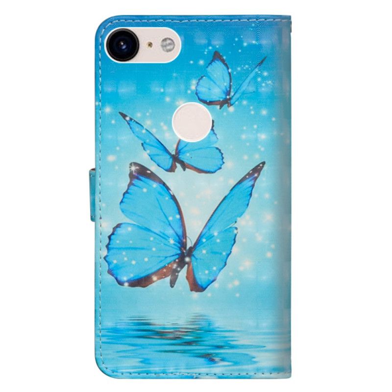 Housse Google Pixel 3 Papillons Bleus Volants