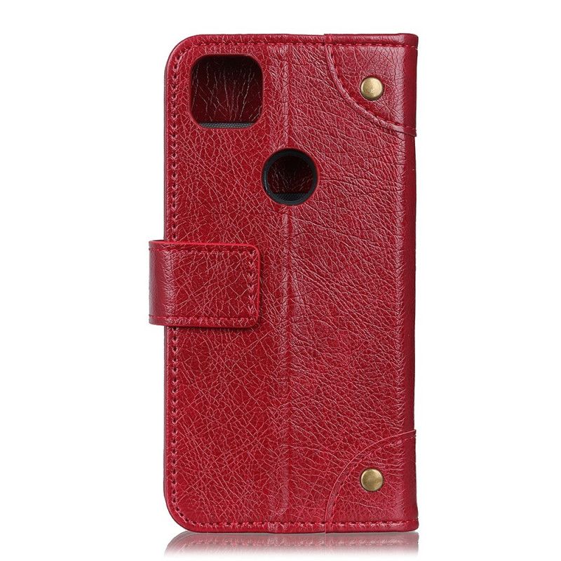 Housse Google Pixel 4a Style Cuir Nappa Rivets Vintage