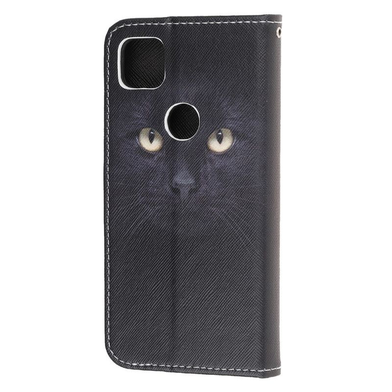 Housse Google Pixel 4a Yeux De Chat Noir À Lanière