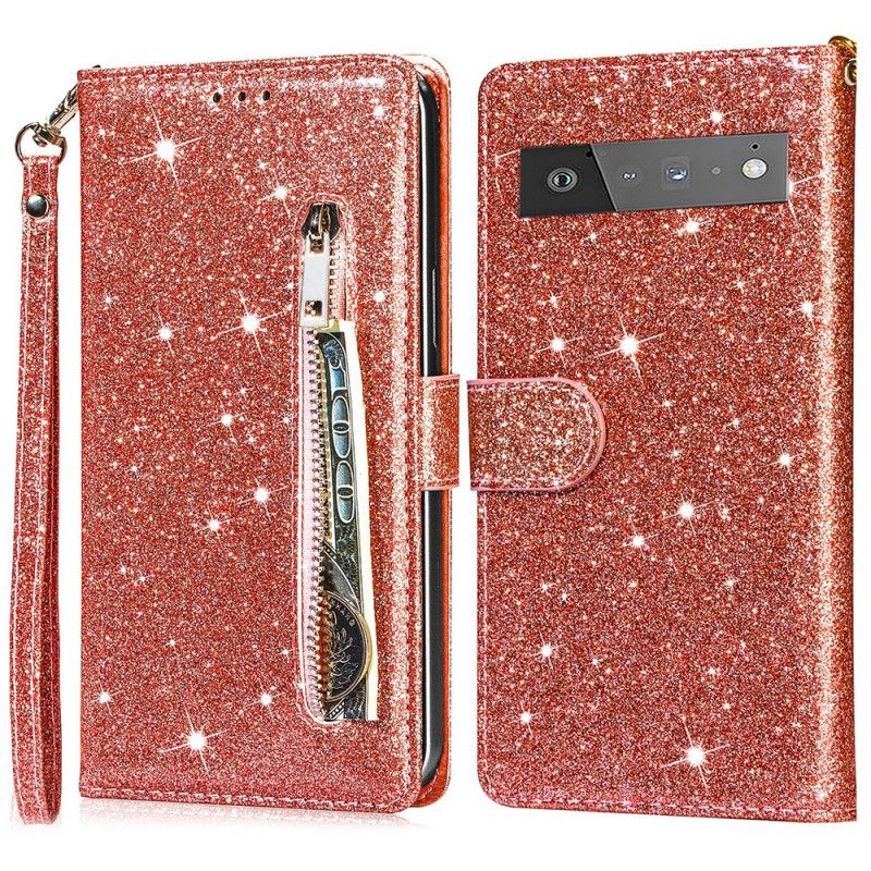 Housse Google Pixel 6 Porte-monnaie Paillettes