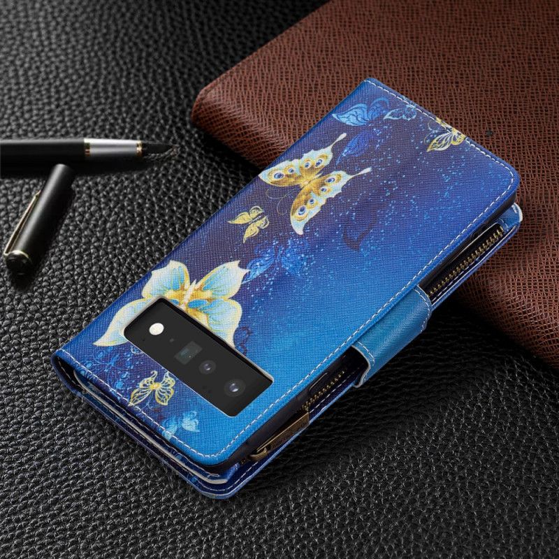 Housse Google Pixel 6 Pro Poche Zippée Papillons