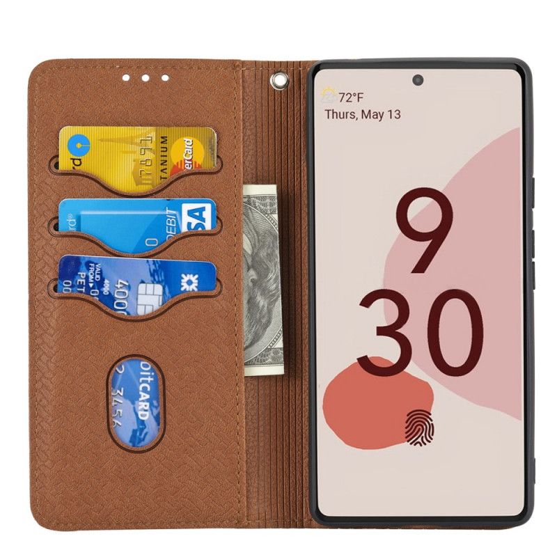 Housse Google Pixel 6 Pro Style Cuir Tissée À Lanière