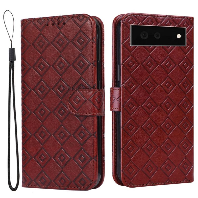 Housse Google Pixel 6 Simili Cuir Motif Carreaux