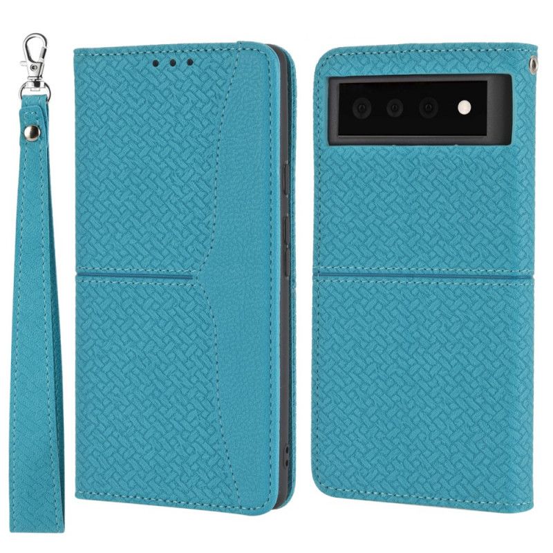 Housse Google Pixel 6 Style Cuir Tissée À Lanière