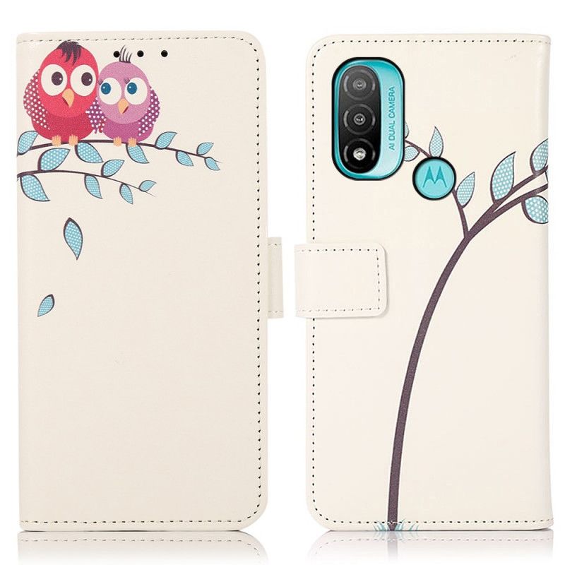 Housse Moto E20 / E30 / E40 Couple De Hiboux Sur L'arbre