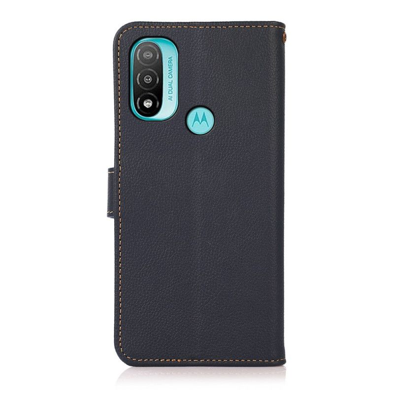 Housse Moto E20 / E30 / E40 Cuir Véritable Khazneh Rfid