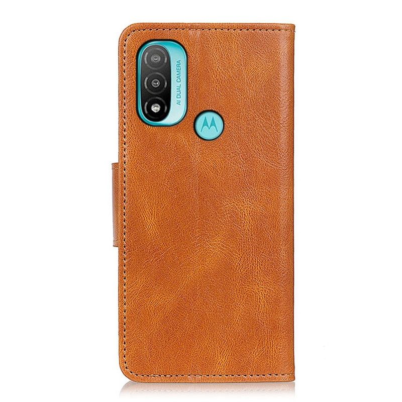 Housse Moto E20 / E30 / E40 Effet Cuir Fermoir Réversible