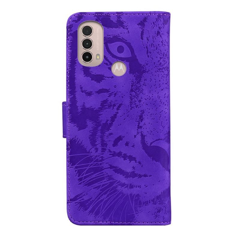 Housse Moto E40 / E30 / E20 Empreinte Face de Tigre