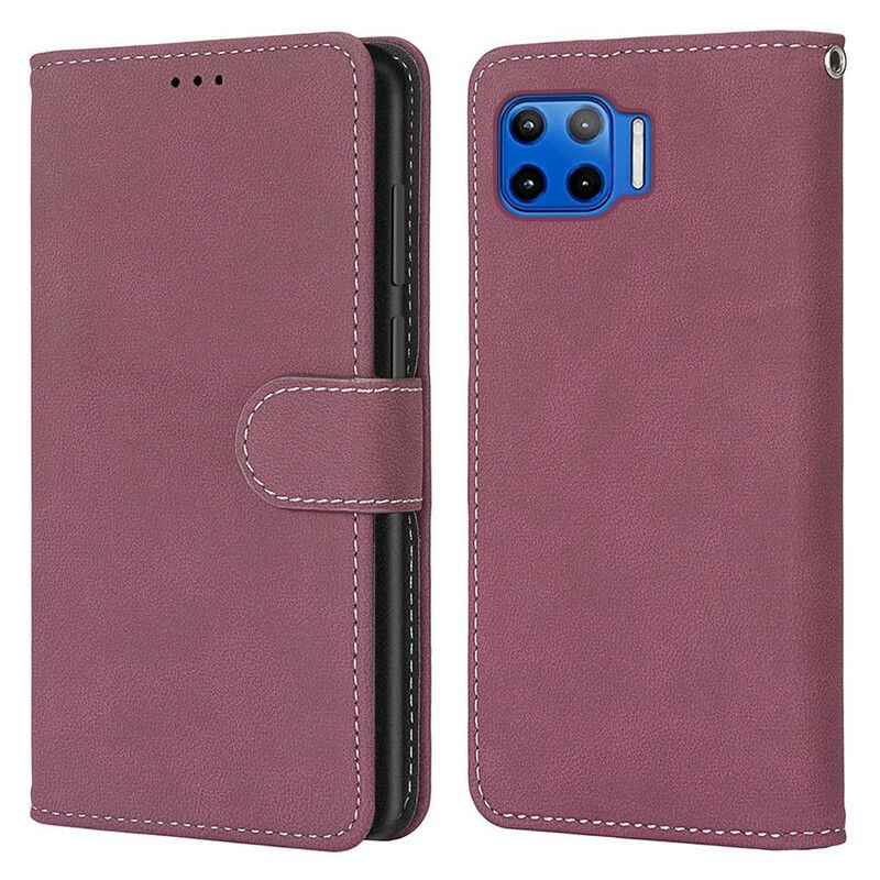 Housse Moto G 5G Plus Style Cuir Vintage Couture