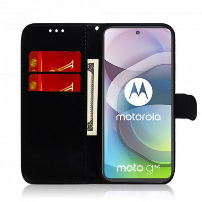 Housse Moto G 5G Simili Cuir Couverture Miroir