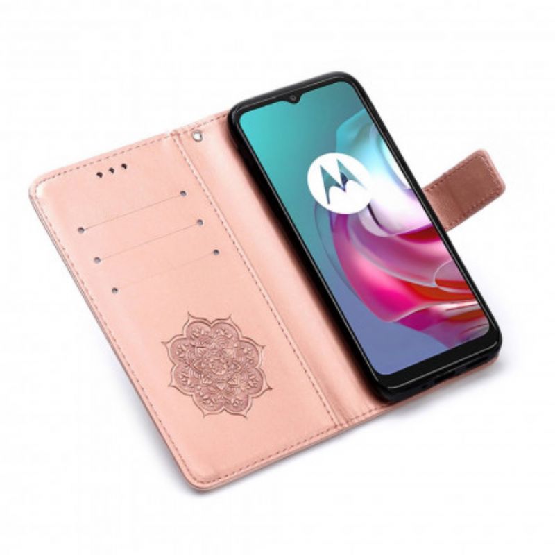 Housse Moto G30 / G10 Effet Cuir Attrape Rêves