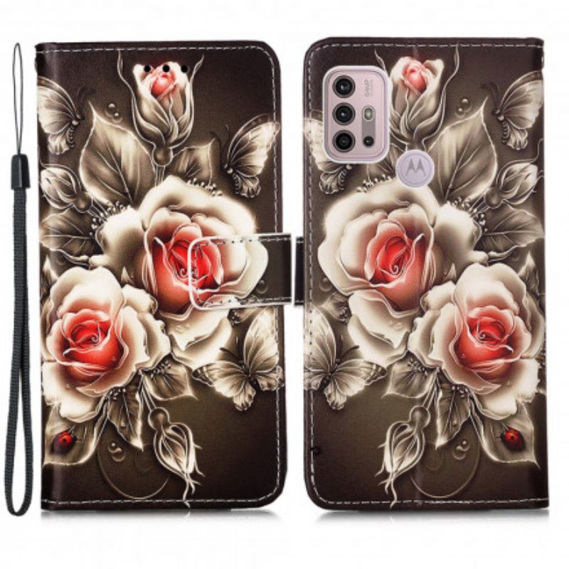 Housse Moto G30 / G10 Roses Dorées