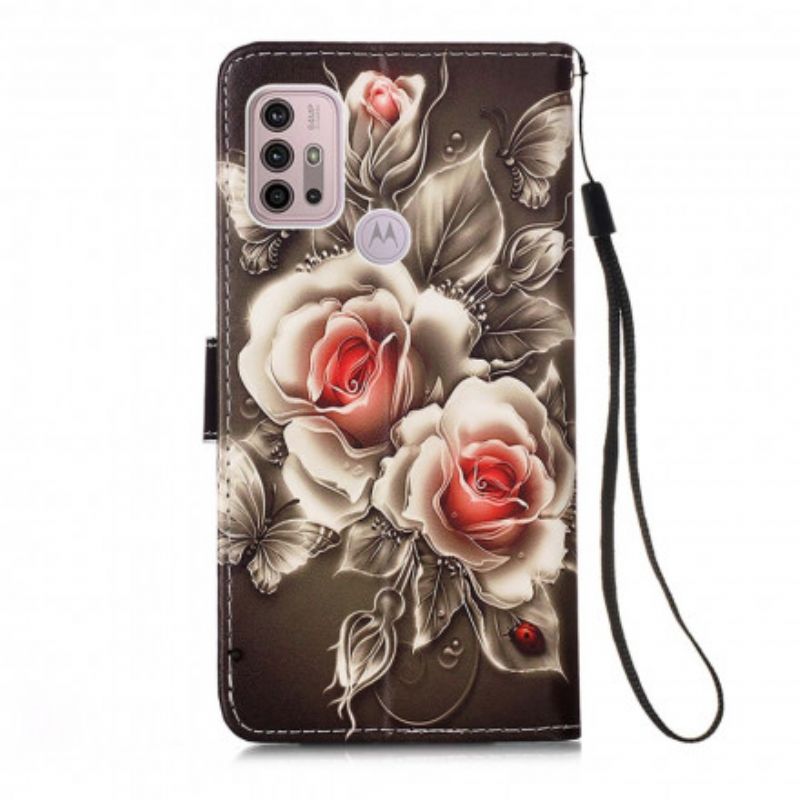 Housse Moto G30 / G10 Roses Dorées