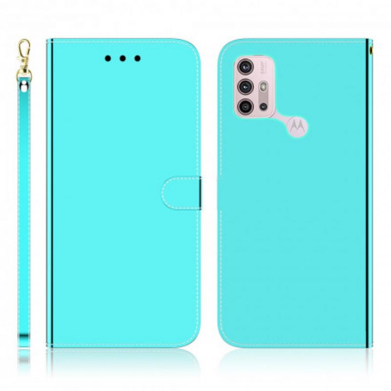 Housse Moto G30 / G10 Simili Cuir Couverture Miroir