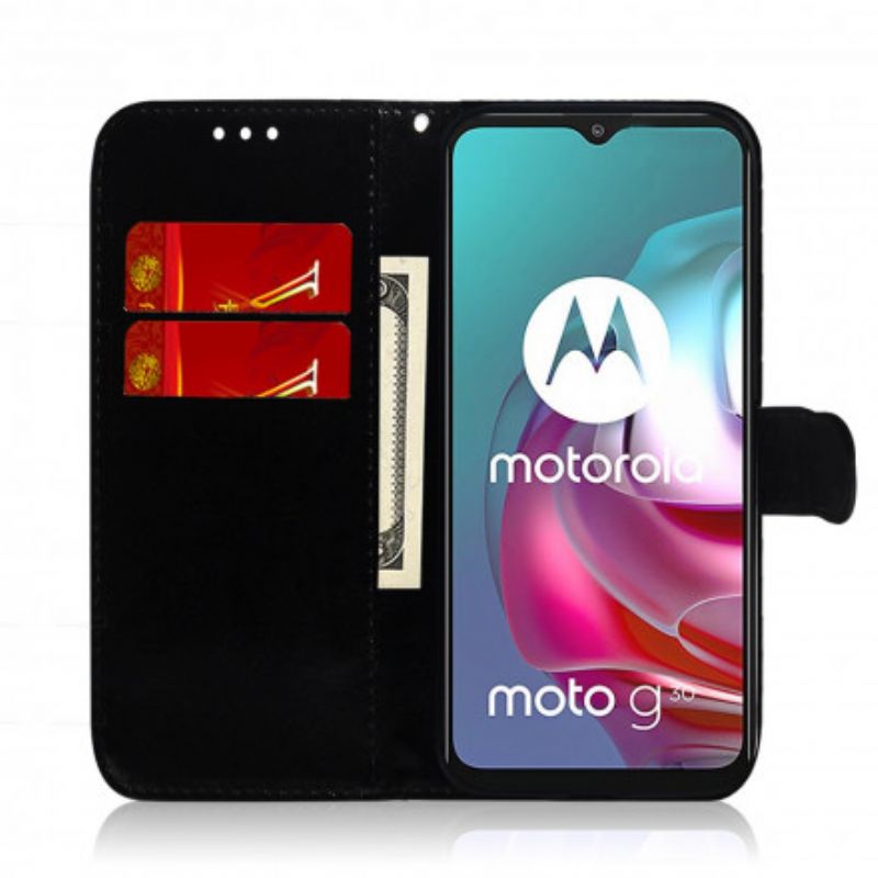 Housse Moto G30 / G10 Simili Cuir Couverture Miroir