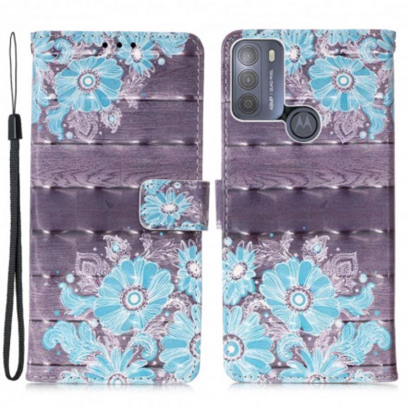 Housse Moto G50 Fleurs Bleues