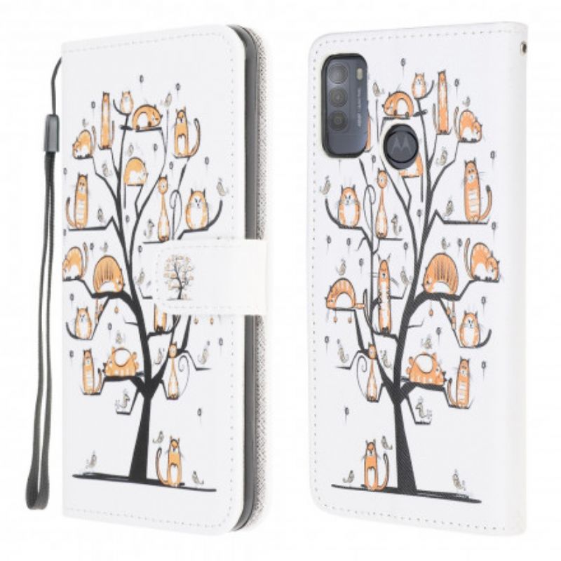 Housse Moto G50 Funky Cats À Lanière