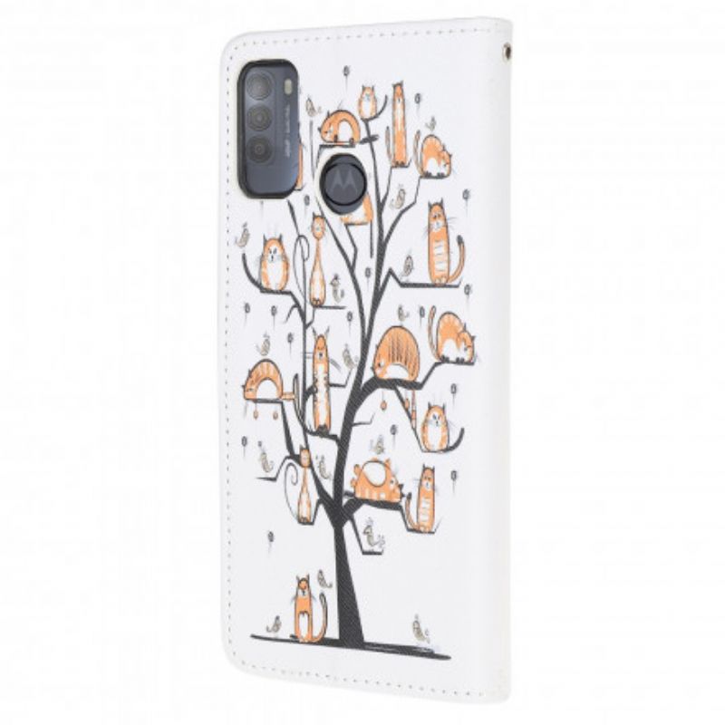 Housse Moto G50 Funky Cats À Lanière