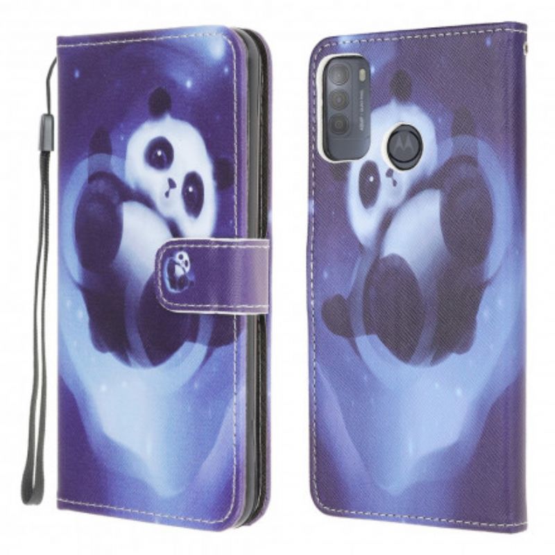 Housse Moto G50 Panda Space À Lanière