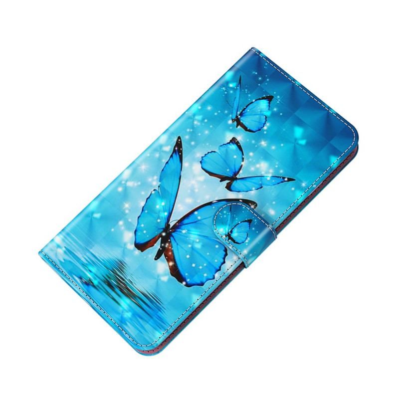 Housse Moto G51 5G Papillons Bleus Volants