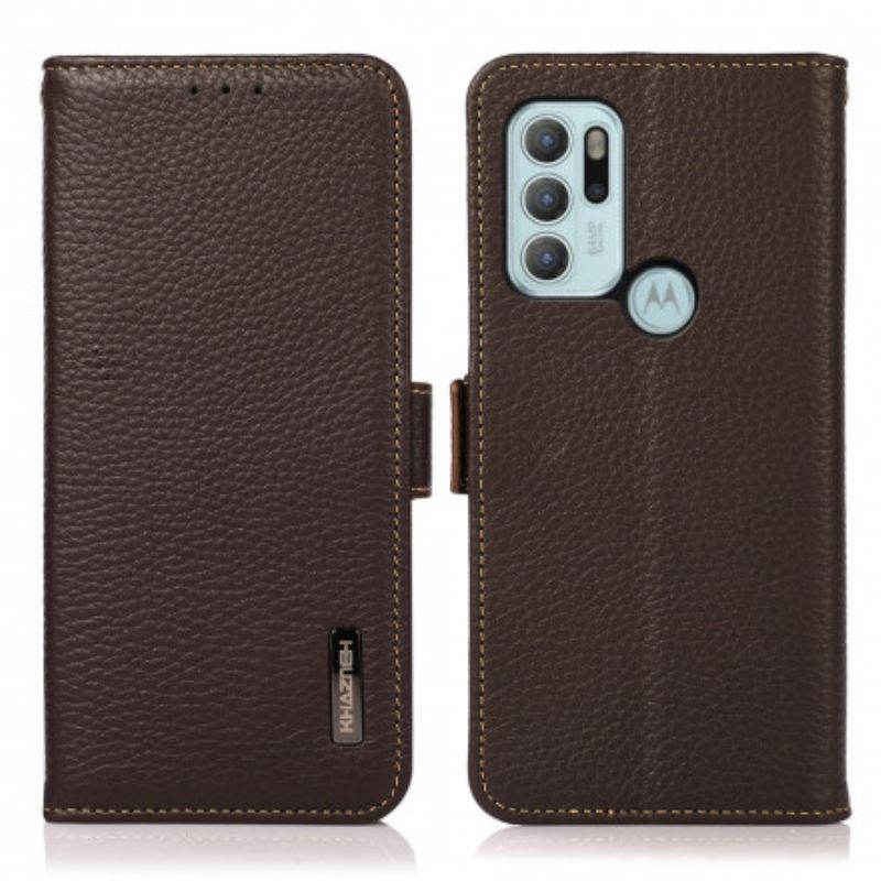 Housse Moto G60S Cuir Litchi Khazneh Rfid