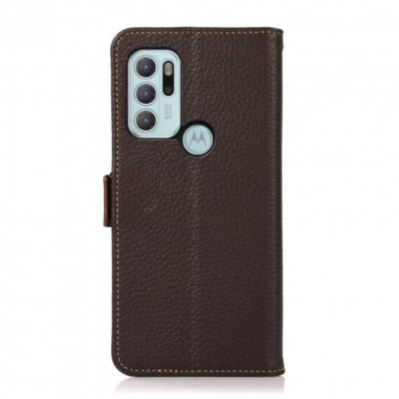 Housse Moto G60S Cuir Litchi Khazneh Rfid