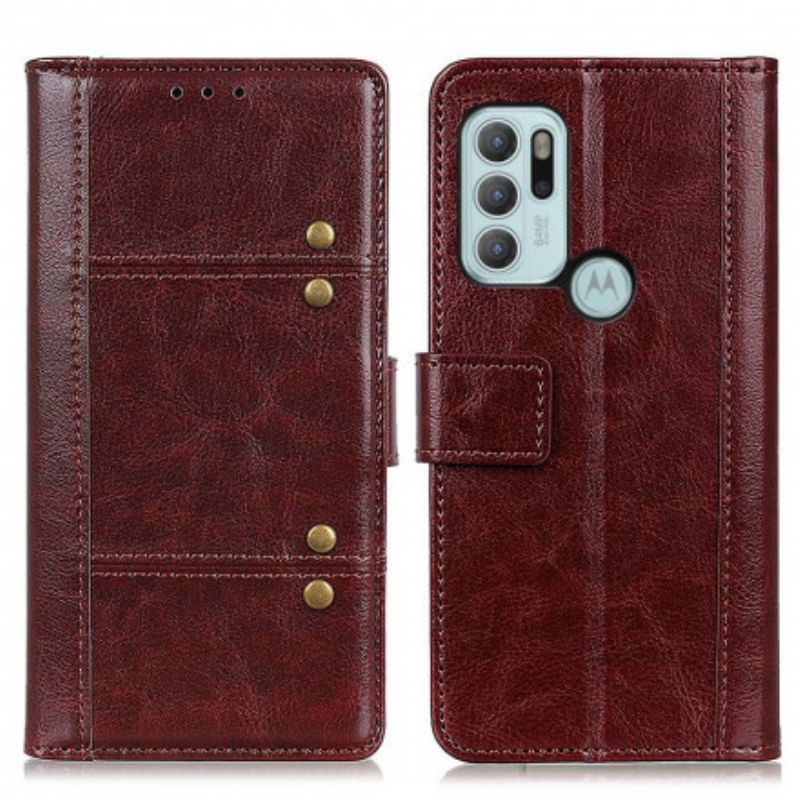 Housse Moto G60S Effet Cuir Antique Version