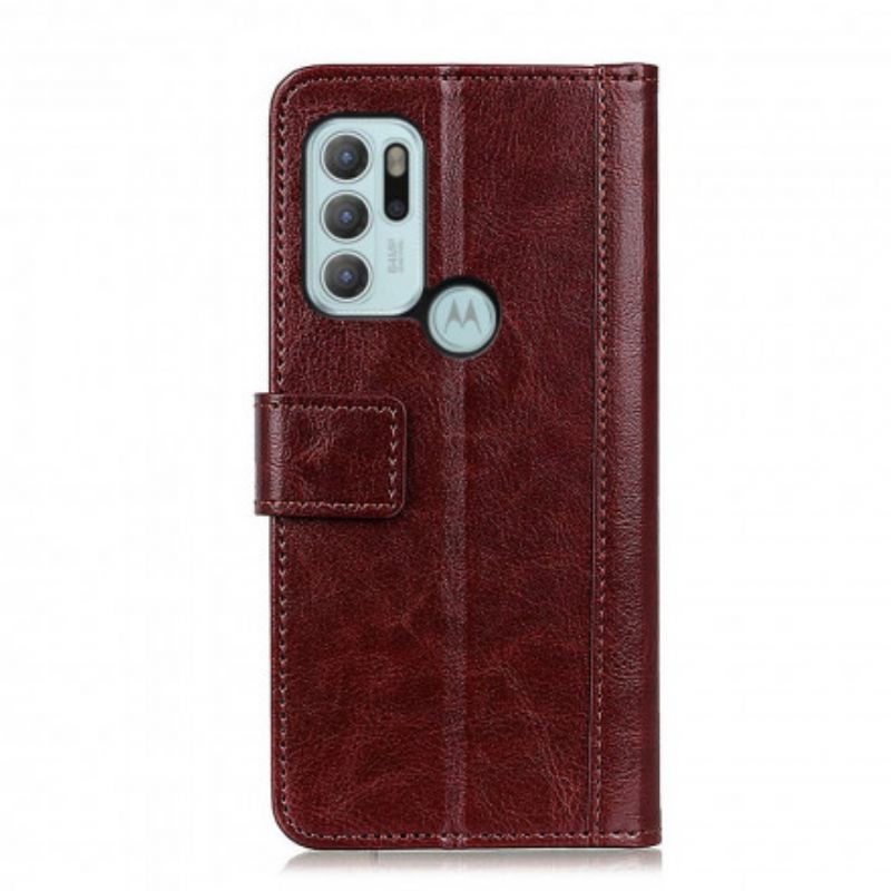 Housse Moto G60S Effet Cuir Antique Version