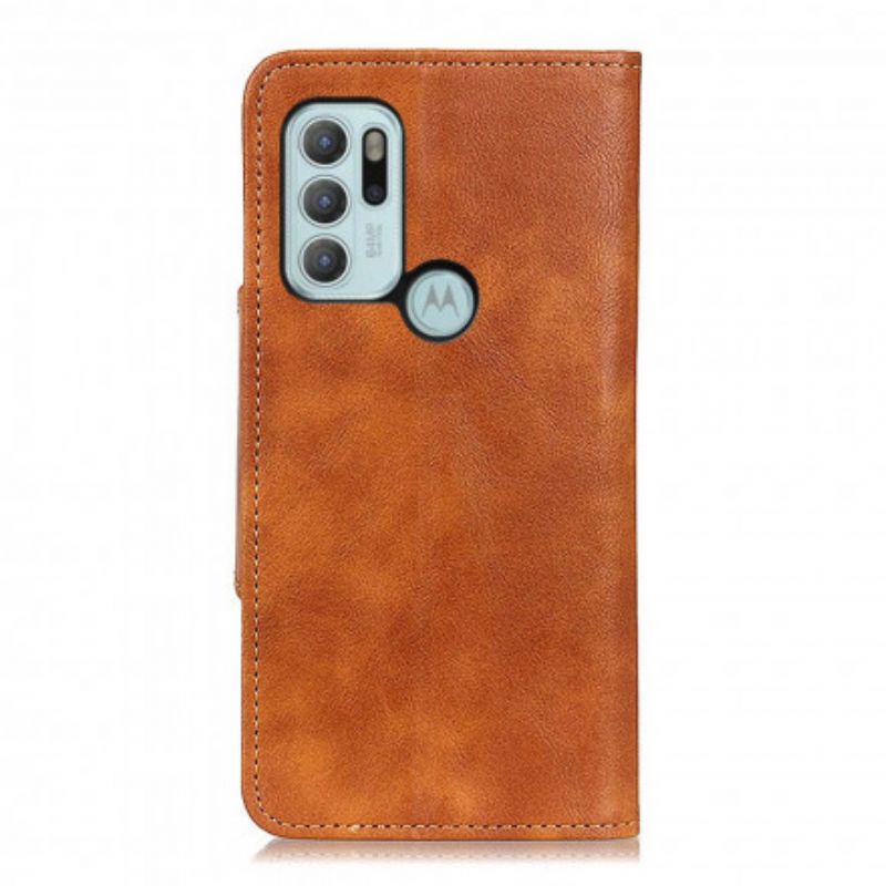 Housse Moto G60S Simili Cuir Bouton