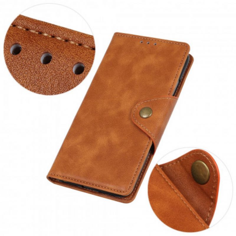 Housse Moto G60S Simili Cuir Bouton