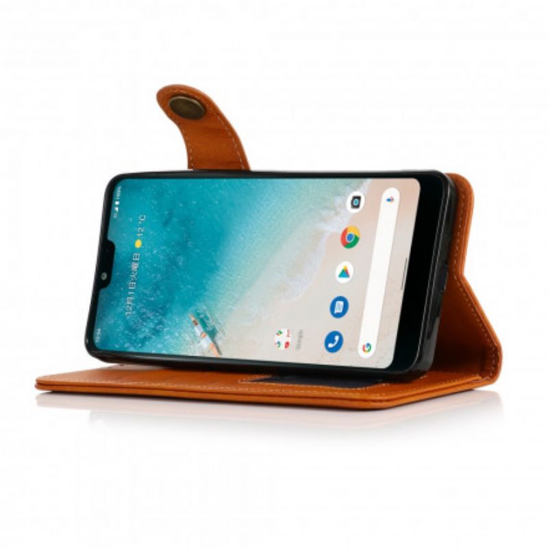 Housse Moto G60S Simili Cuir Bouton Khazneh