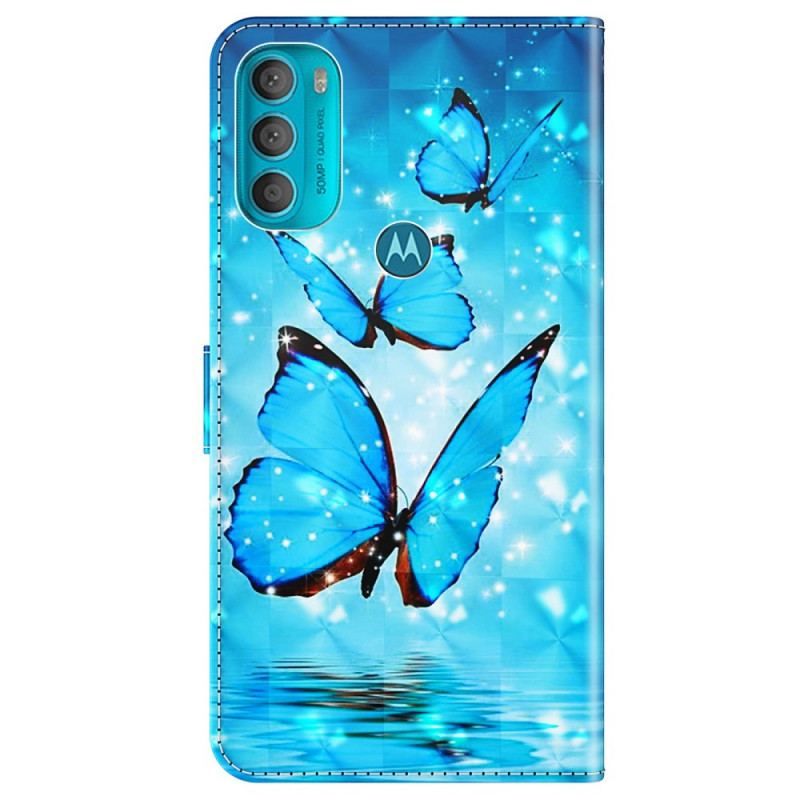 Housse Moto G71 5G Papillons Bleus Volants